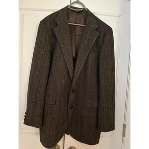 Deansgate Men's Sport Coat Blazer Two Button Brown Lambswool Herringbone 44L*